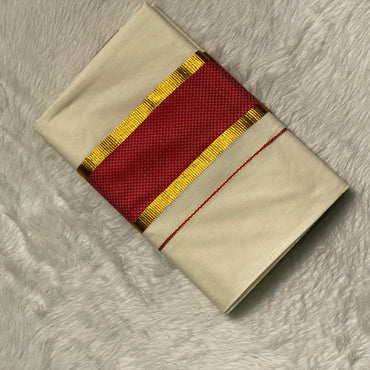 Traditional Kasavu Saree with Gold Zari Border