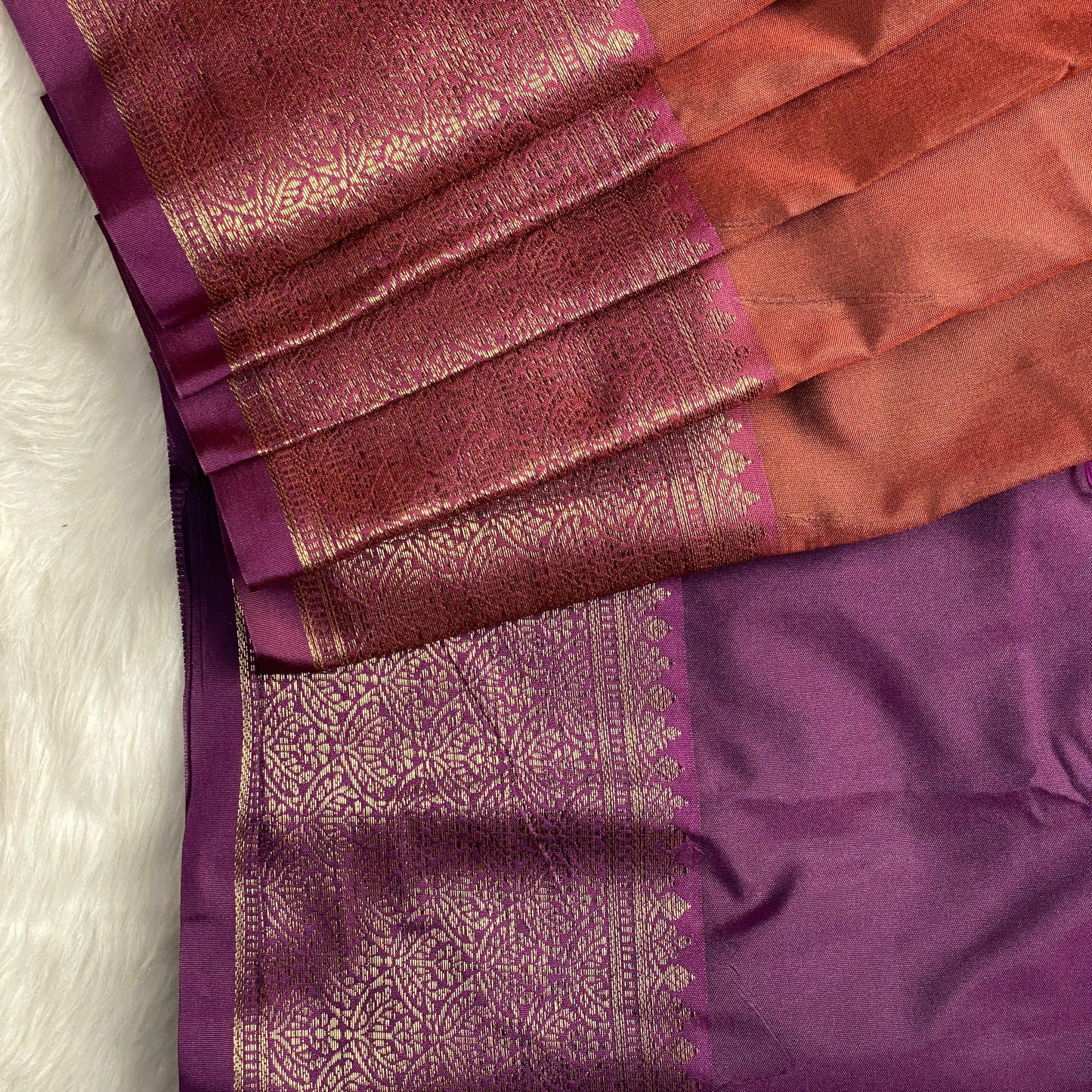 Azhak Semi Soft Silk Plain Saree Burnt Orange