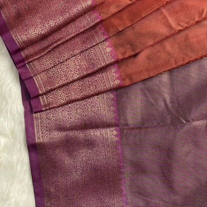 Azhak Semi Soft Silk Plain Saree Burnt Orange