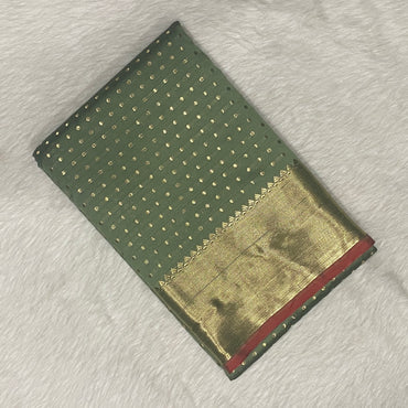 Banarasi Butti Soft Silk with Bavinji Border Pista Green