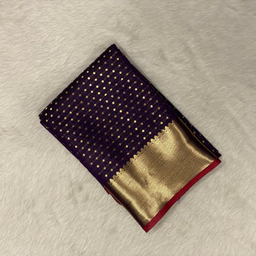 Banarasi Butti Soft Silk with Bavinji Border Purple