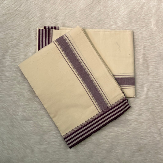Traditional Dhoti with Double Stripe Border