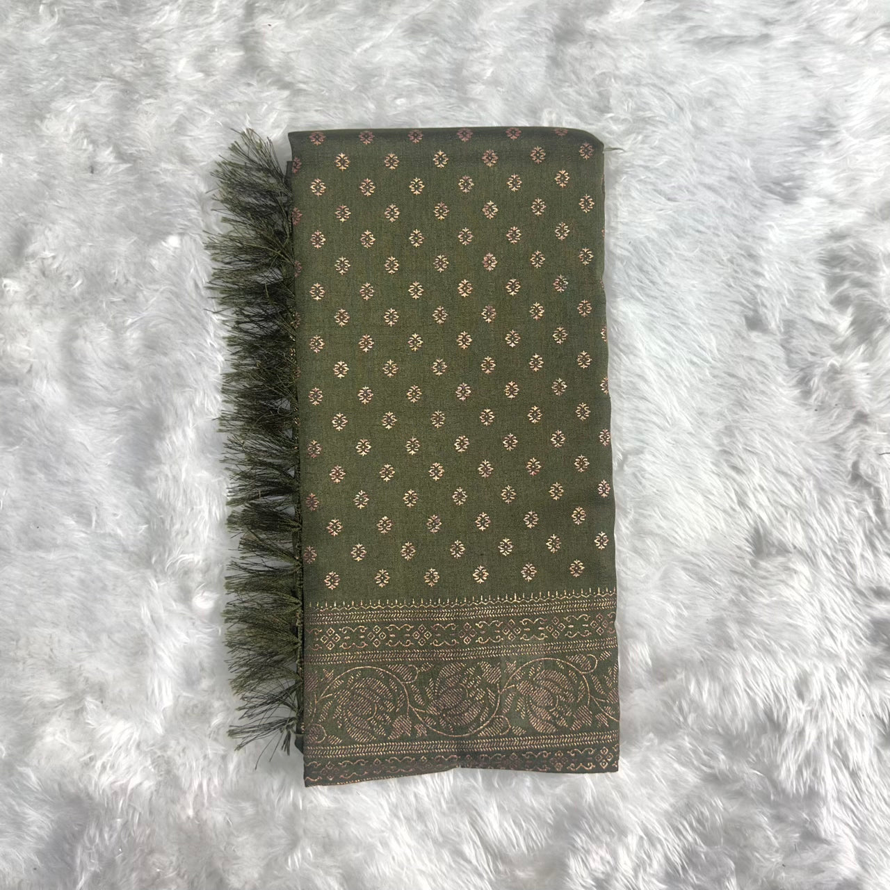 Kasmiri Silk Saree Olive Green Dress Code