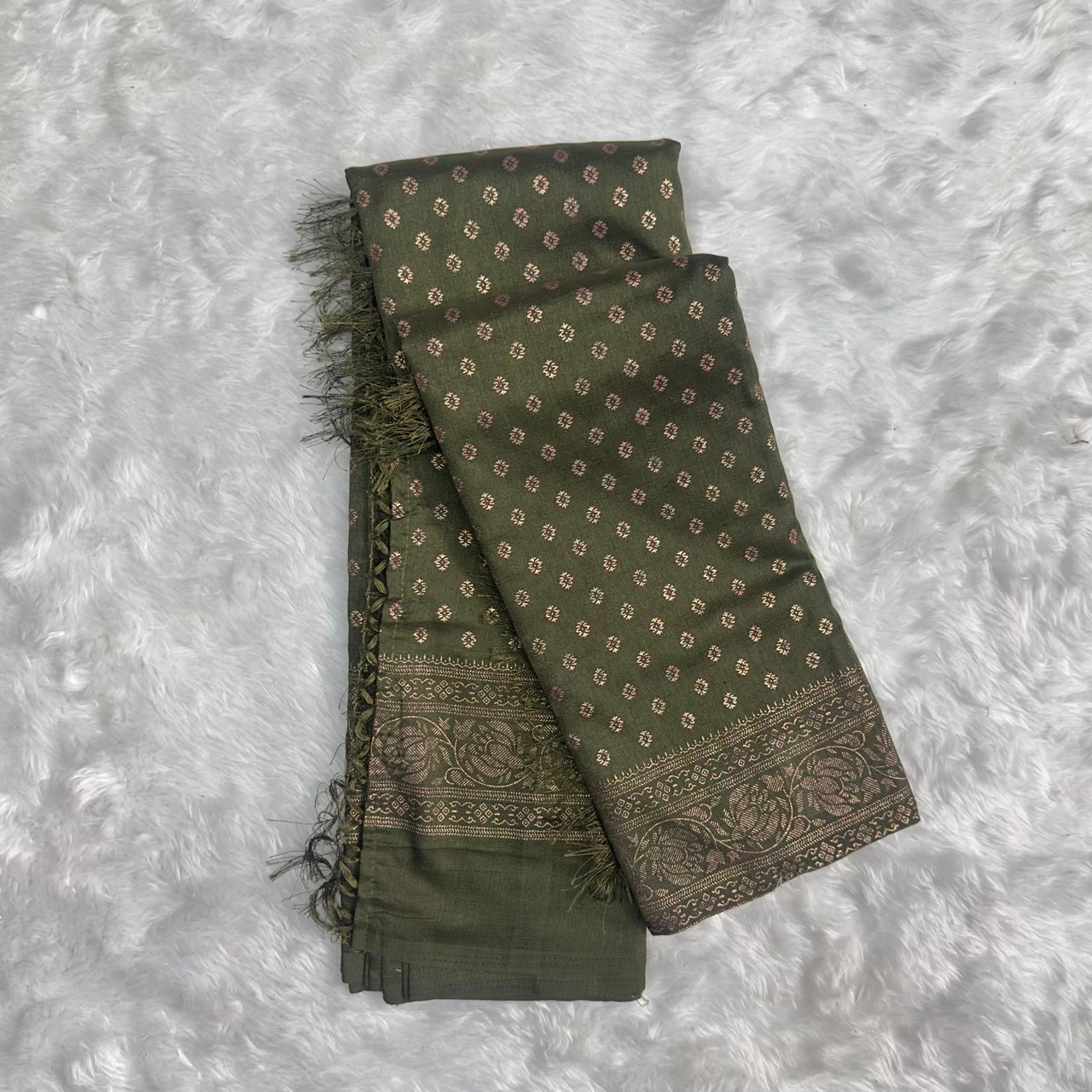 Kasmiri Silk Saree Olive Green Dress Code