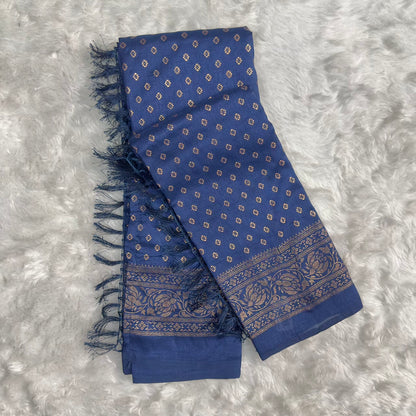 Kasmiri Silk Saree Navy Blue Dress Code
