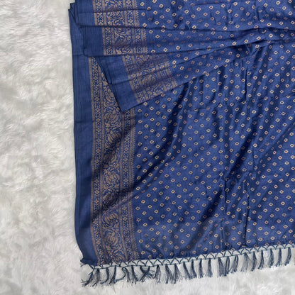 Kasmiri Silk Saree Navy Blue Dress Code