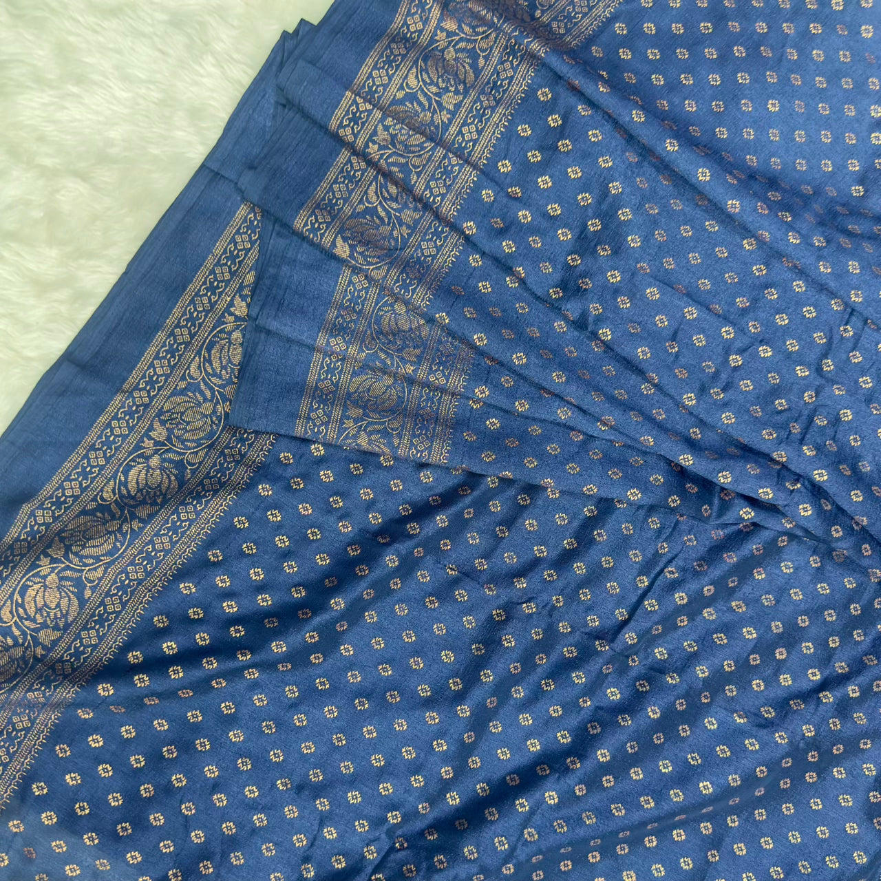 Kasmiri Silk Saree Navy Blue Dress Code