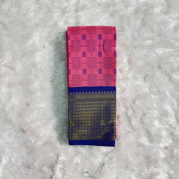 Cotton Saree Pink with Navy Blue Border