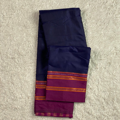 Polycotton double line Border Saree Violet