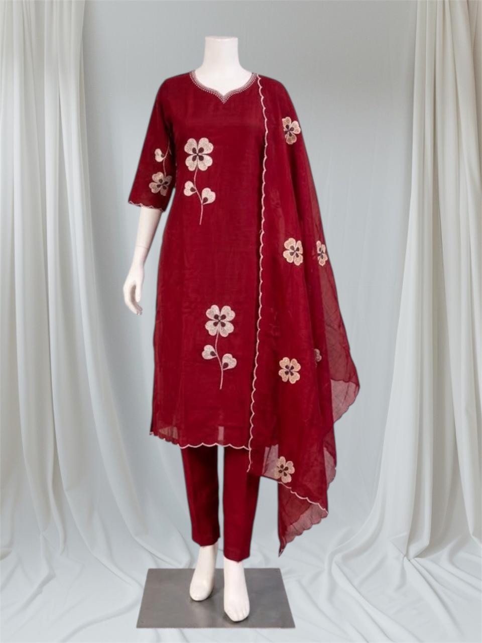 Salwar 3 Piece Set Readymade Salwar Red