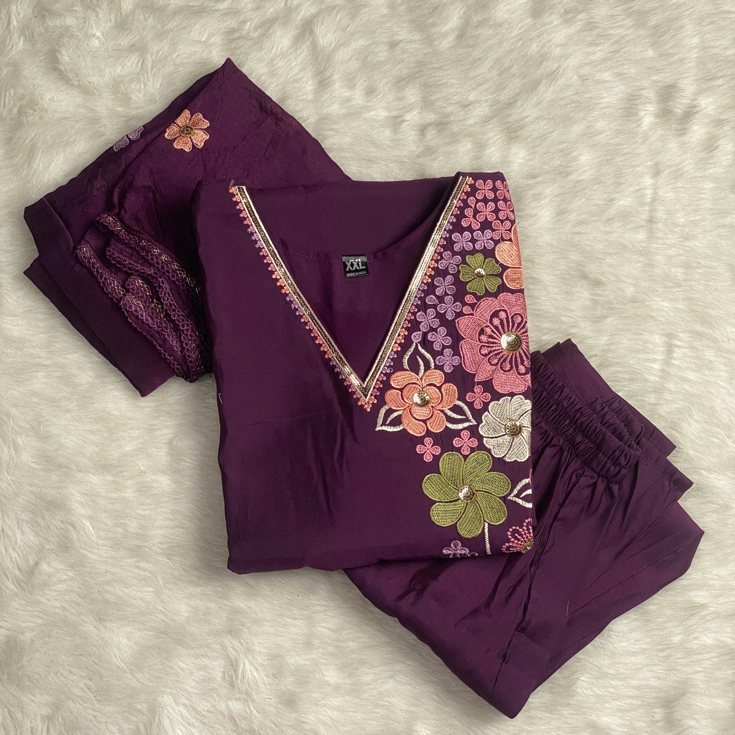 Georgette Floral Printed Kurthi Violet