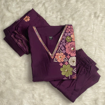 Georgette Floral Printed Kurthi Violet