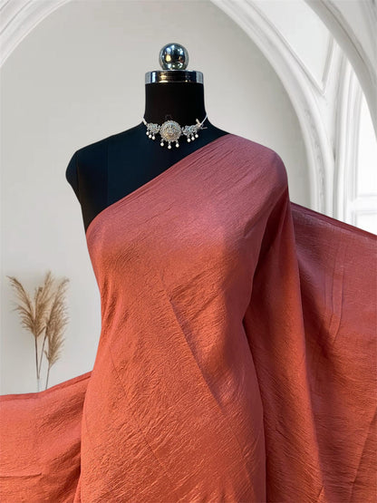 Crushed Chiffon Dress Code Saree Peach