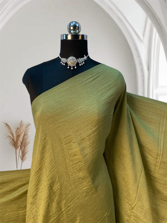 Crushed Chiffon Dress Code Saree Green