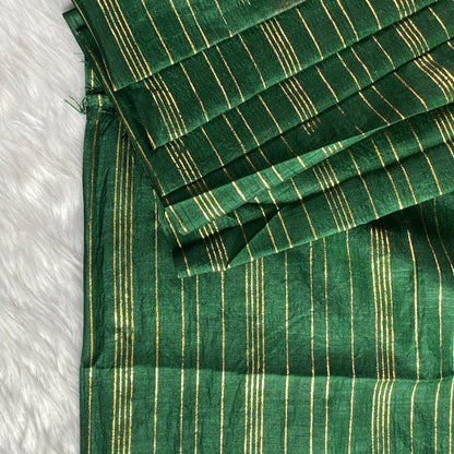 Vichithra Silk Saree in Golden Lines Green