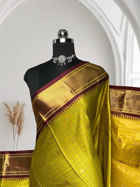 Avani Soft Silk lines Saree Green