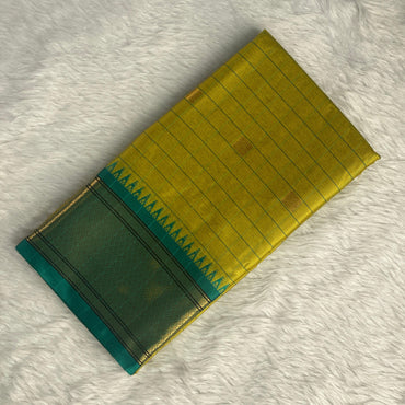 Avani Soft Silk lines Green Saree with Blue Border