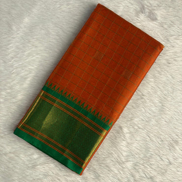 Avani Soft Silk lines Orange Saree with Green Border