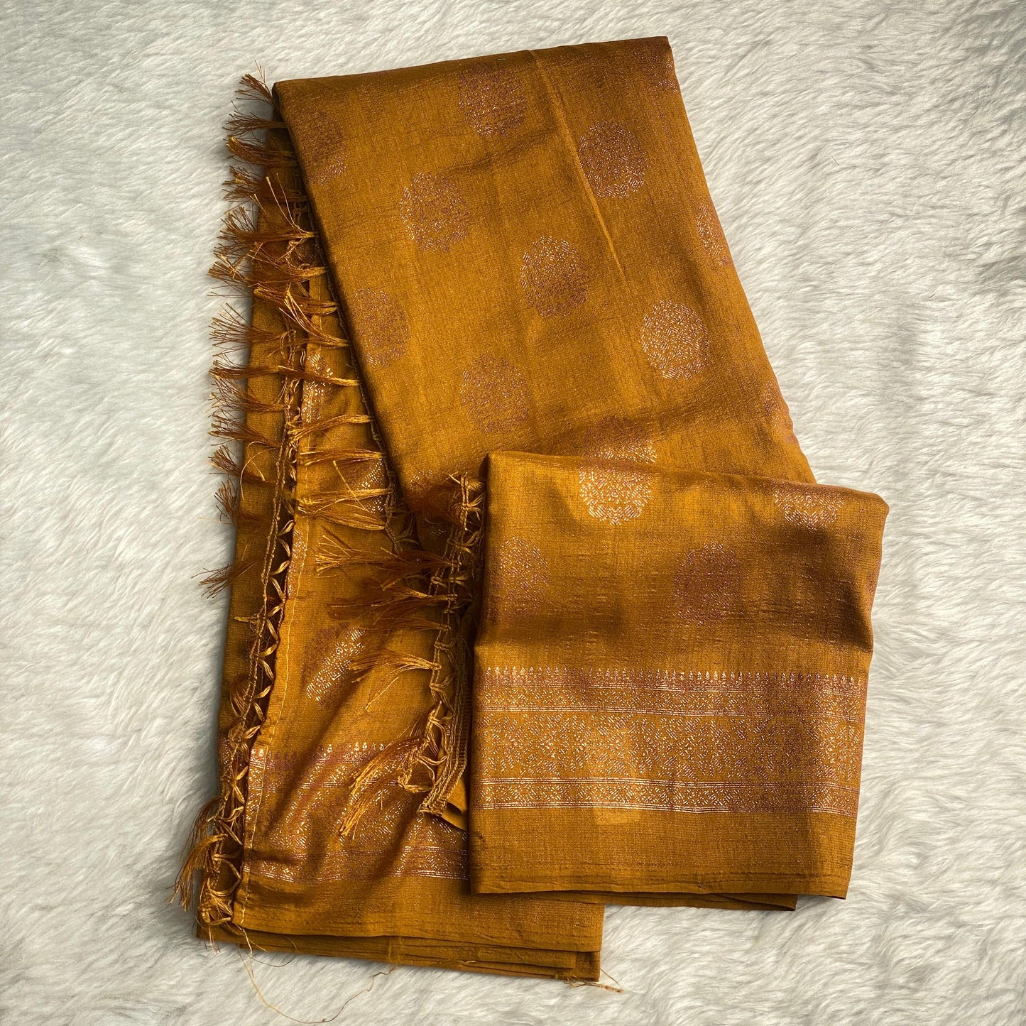 Vichitra Jalar Fancy Saree Mustard Dress Code