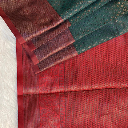 Maaya Semi Silk Saree with Diamond Pattern Butta Work Green