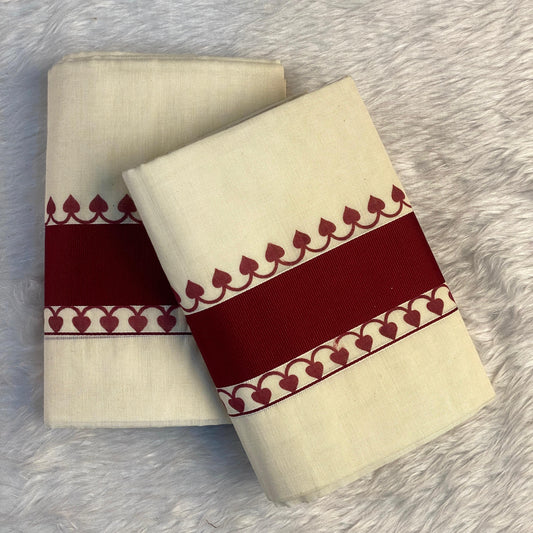 Set Mund with Design Border Meroon