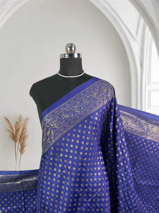 Kashmiri Silk with Floral Design Dress Code Blue