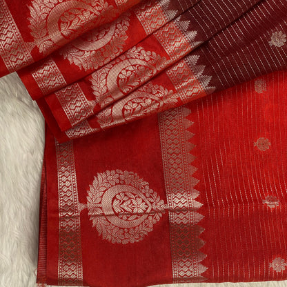 Padmini semi Silk Saree with Stripes Brown