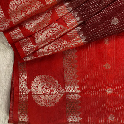 Padmini semi Silk Saree with Stripes Brown