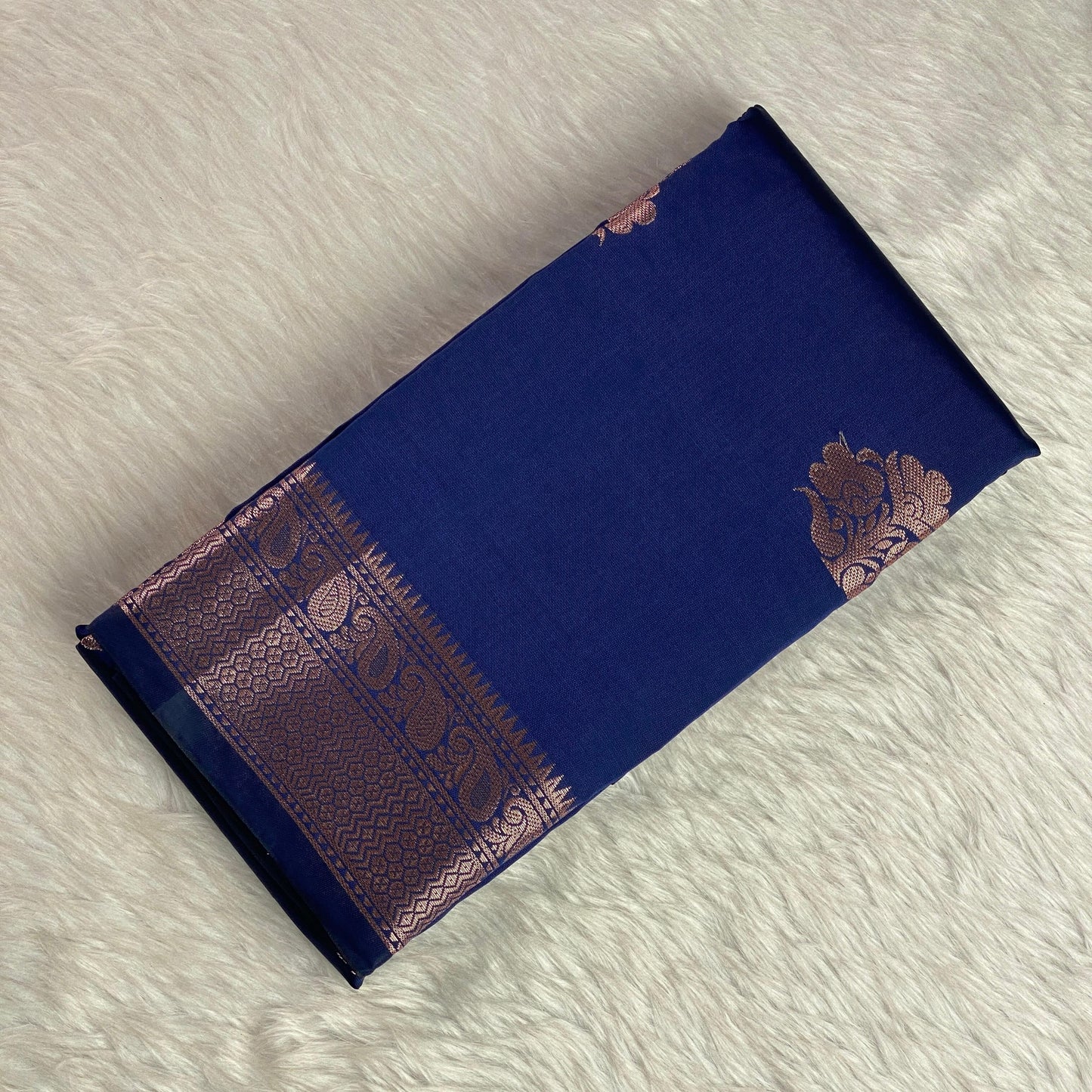 Seetha Soft Silk Sareewith Golden Floral Zari Blue