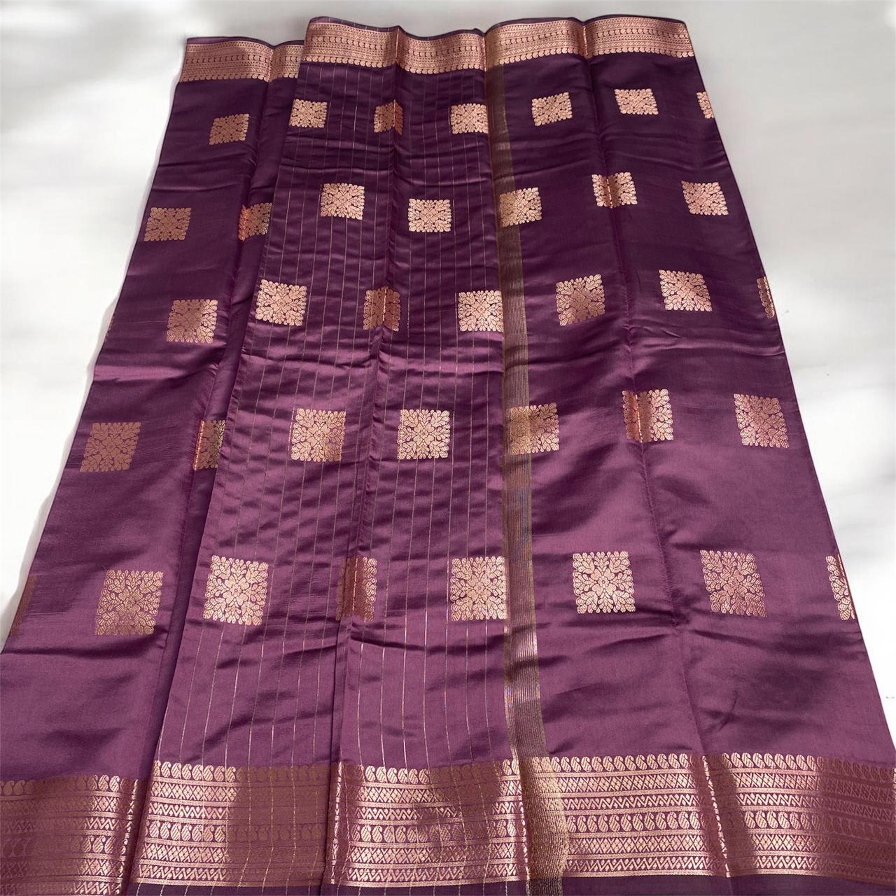 Seetha Soft Silk Sareewith Square Design Lavender