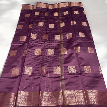 Seetha Soft Silk Sareewith Square Design Lavender