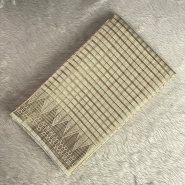 Ambika Tissue Checks and Triangle Border Off White (Easter Special)