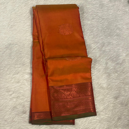 Shobana Soft Silk Saree Plain with Floral Border Mustard