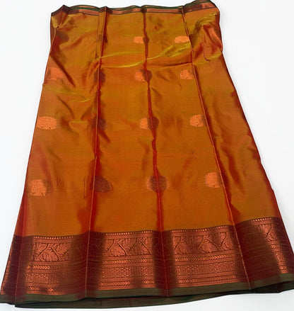 Shobana Soft Silk Saree Plain with Floral Border Mustard