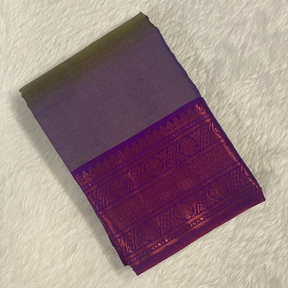 Shobana Soft Silk Saree Plain with Floral Border Purple