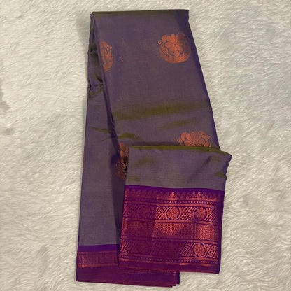 Shobana Soft Silk Saree Plain with Floral Border Purple