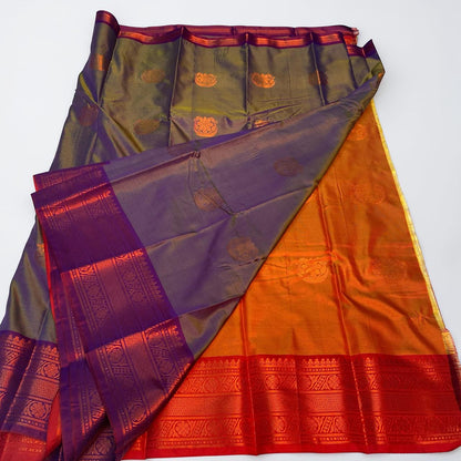 Shobana Soft Silk Saree Plain with Floral Border Purple