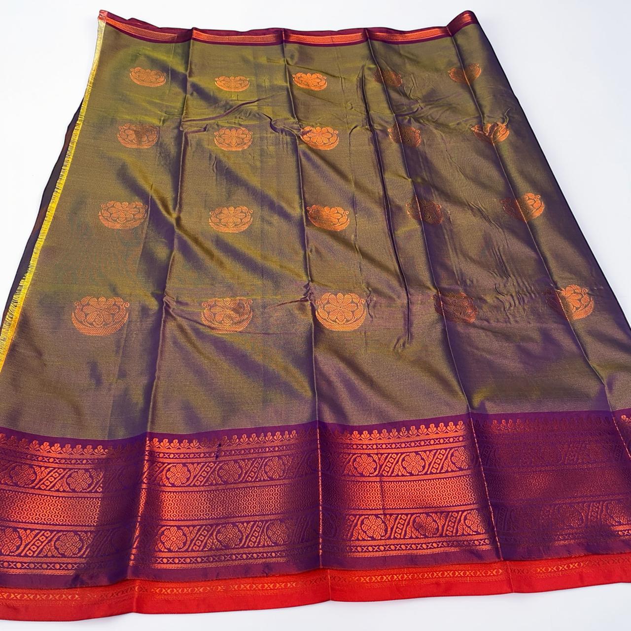 Shobana Soft Silk Saree Plain with Floral Border Purple