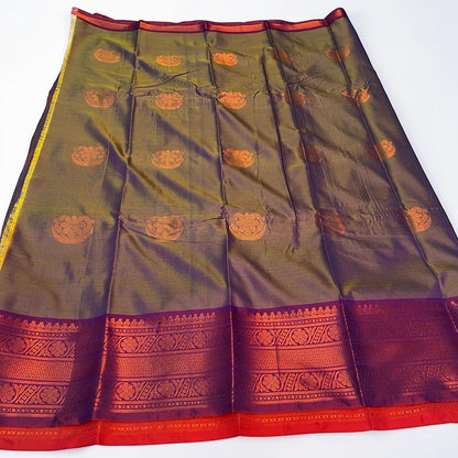 Shobana Soft Silk Saree Plain with Floral Border Purple