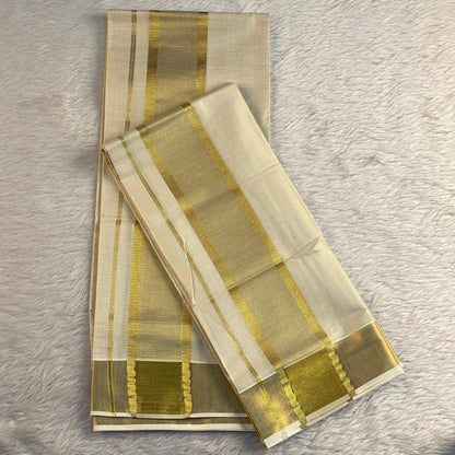 Aswathi Set Mund with Stripes Design Off White