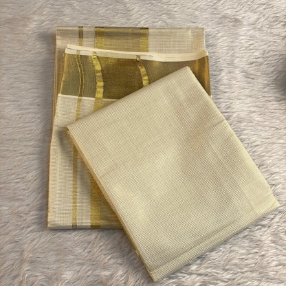 Aswathi Set Mund with Stripes Design Off White
