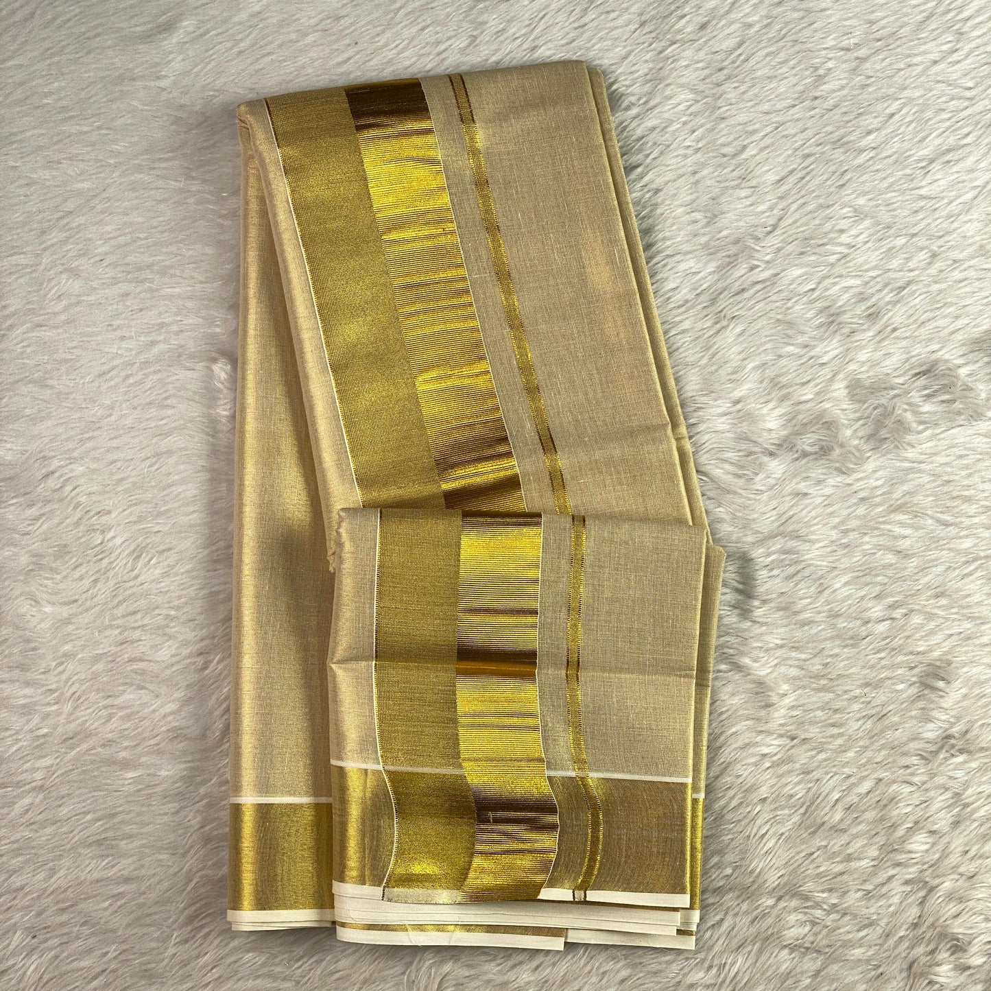 Tissue Kerala Saree with Rich Golden Design