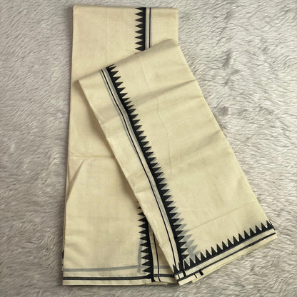 Manthra Kerala Style Temple Triangle Pattern Set Mund Black