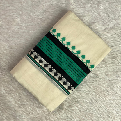 Chilanka Leaf Pattern Set Mund Green