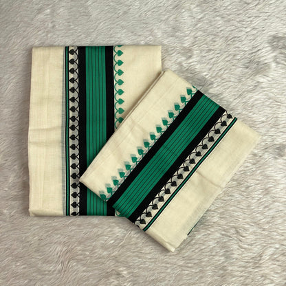 Chilanka Leaf Pattern Set Mund Green