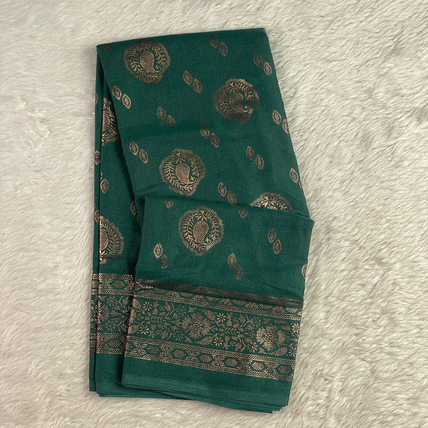 Kashmiri Silk Saree with Mango Floral Print Green