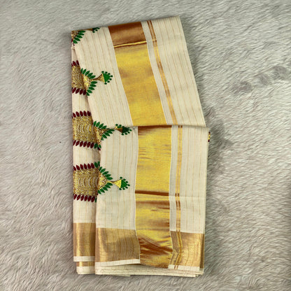 Swarna Nettipattom Kerala Cotton Saree 🐘👑