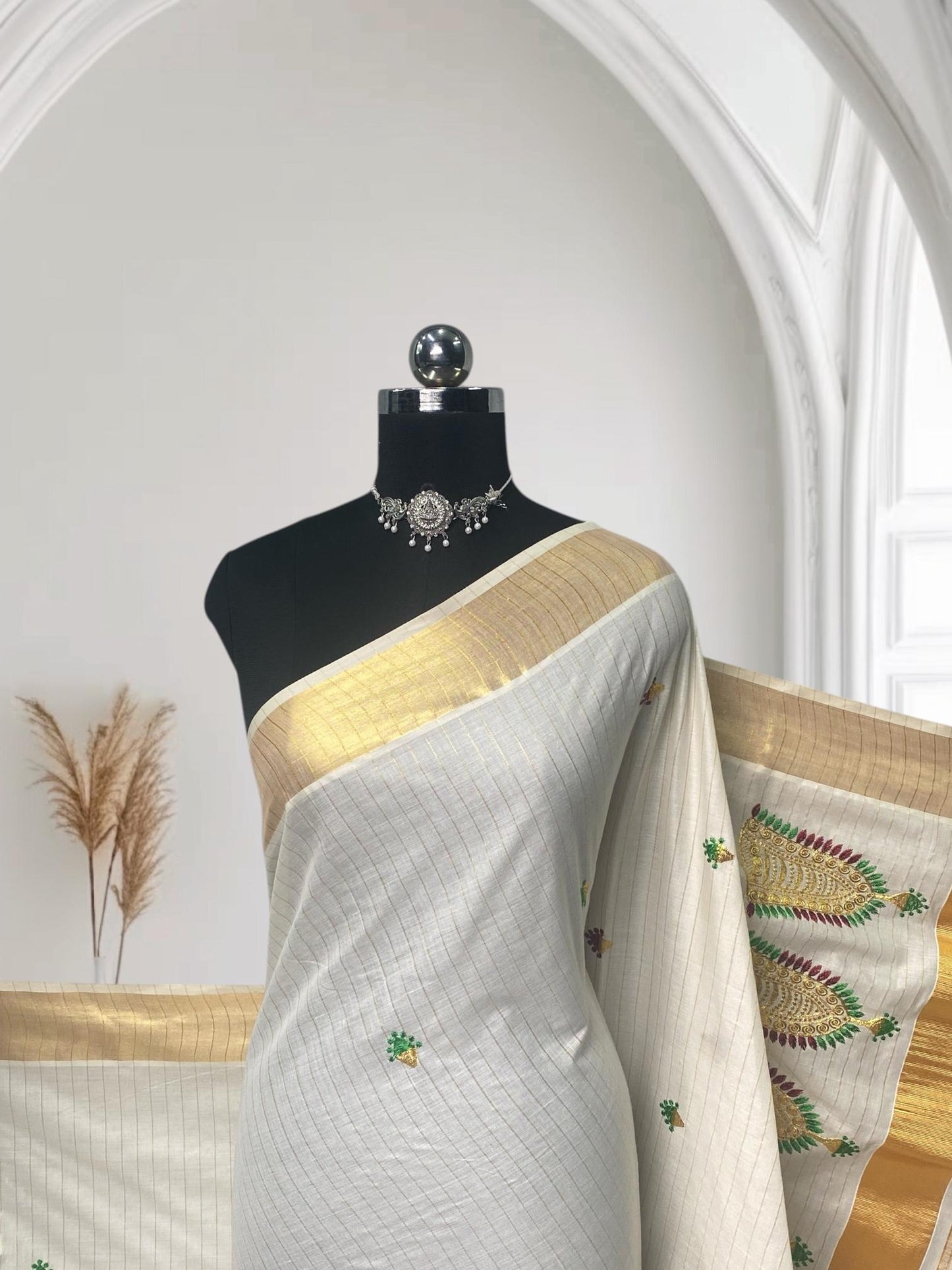 Swarna Nettipattom Kerala Cotton Saree 🐘👑