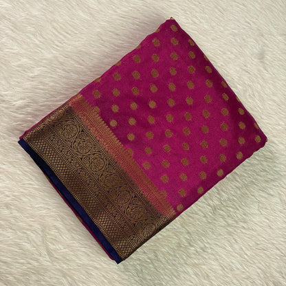 Georgette Banarasi with Butta works and Tassels Pink