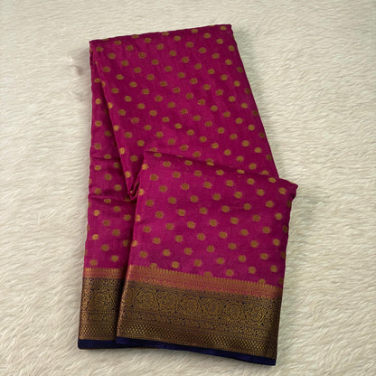 Georgette Banarasi with Butta works and Tassels Pink